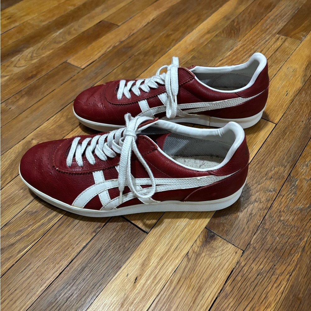 Red Leather Japanese onitsuka tiger asics sneakers men’s - Picture 2 of 12